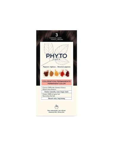 Phyto Color Colorante Permanente con Pigmentos Vegetales 3 Marrón Oscuro