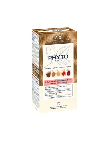 Phyto Color Colorante Permanente con Pigmentos Vegetales 8.3 Rubio Dorado Claro