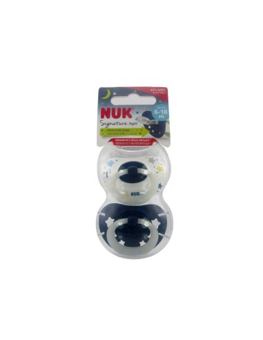 NUK Signature Night Chupete de silicona 6-18m x2