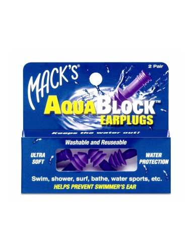 Macks Soft Silicone Aquablock Earplugs 2Pairs
