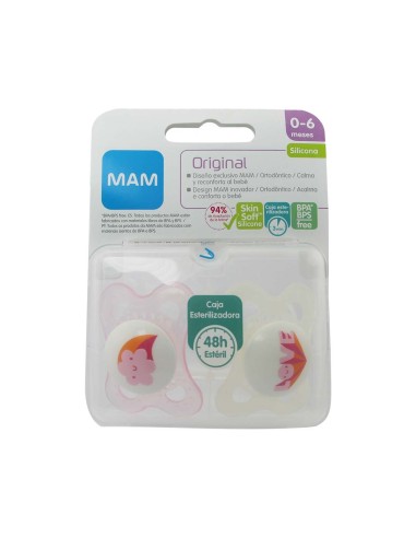 Mam Original Chupete de Silicona 0-6m Rosa 2 Unidades