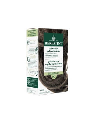 Herbatint Gel Colorante Capilar Permanente 6C Rubio Oscuro Gris 170ml