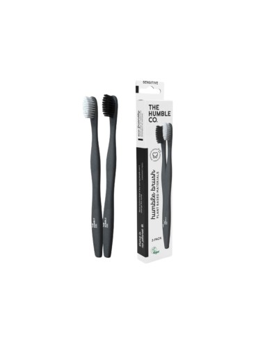 The Humble Co Cepillo de Dientes Plant Based Adulto Suave Negro y Blanco 2 unidades