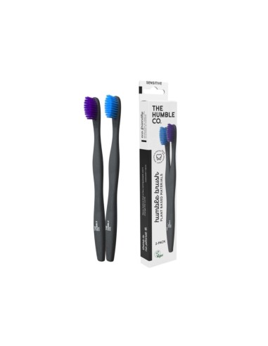 The Humble Co Cepillo de Dientes Plant Based Adulto Suave Azul y Morado 2 unidades