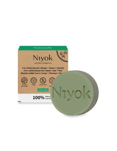 Niyok Barra de Ducha 3 en 1 Cuerpo Cabello y Rostro 80g