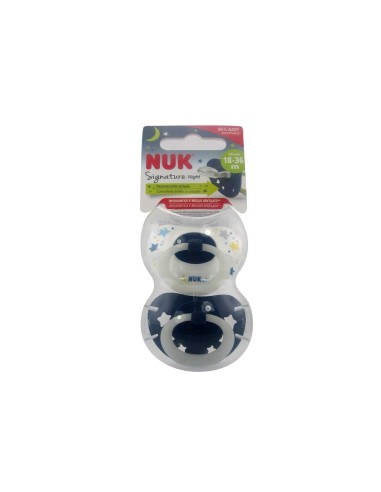 NUK Signature Night Chupete de silicona 18-36m x2