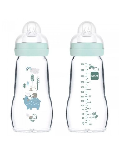 Mam Feel Good Glass Bottle Blue 2m 260ml