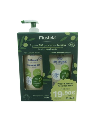 Mustela Pack Bio Gel Limpiador 400ml y Crema Hidratante 150ml