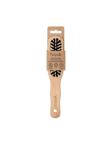 Niyok Cepillo de Madera para el Cabello de Diseño Alargado