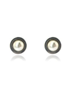 MRIO Pendientes clásicos de perlas plateadas
